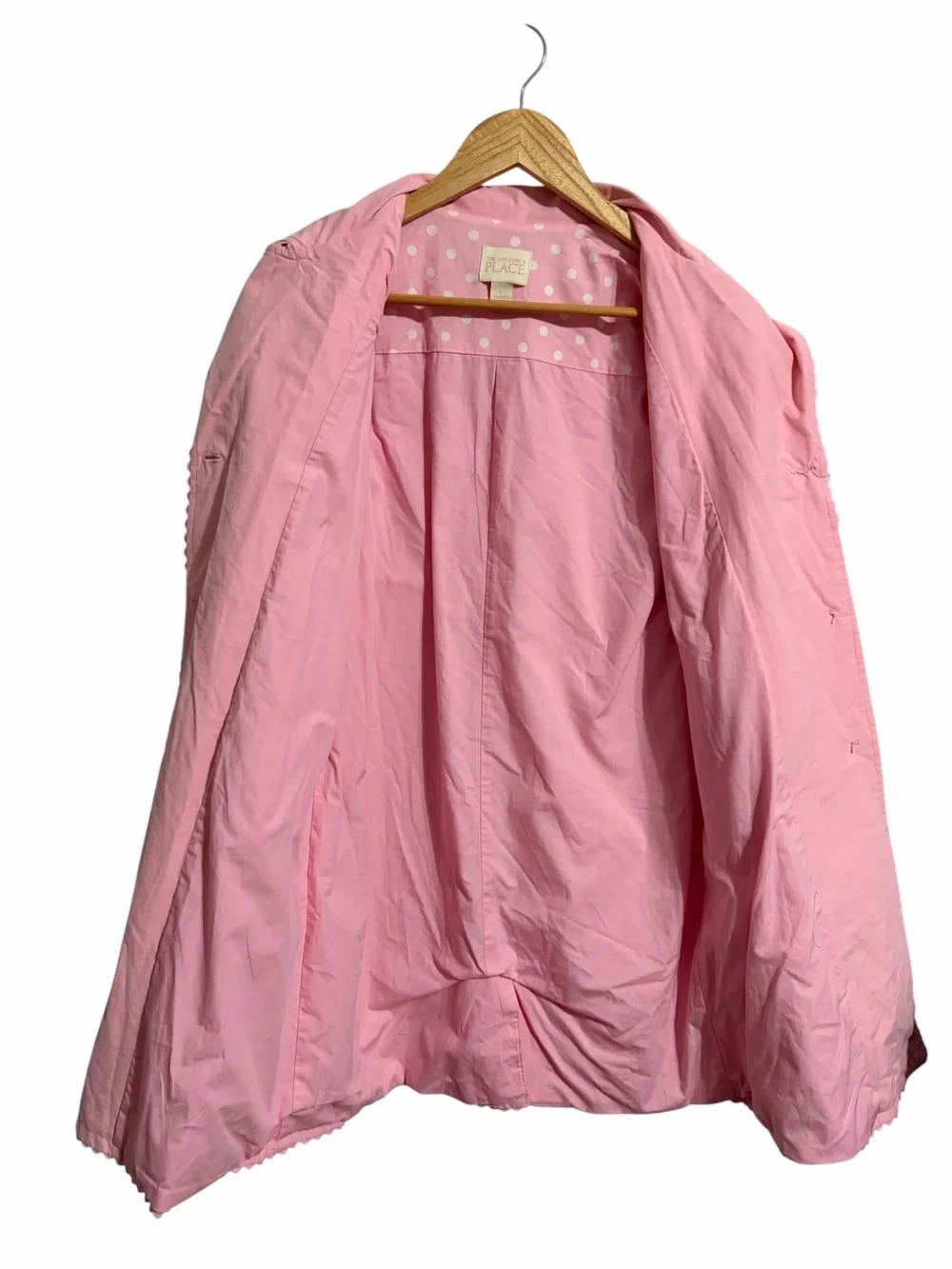 The Children’s Place Girl Pink Trench Coat Jacket Scalloped Trim Button SZ 10/12